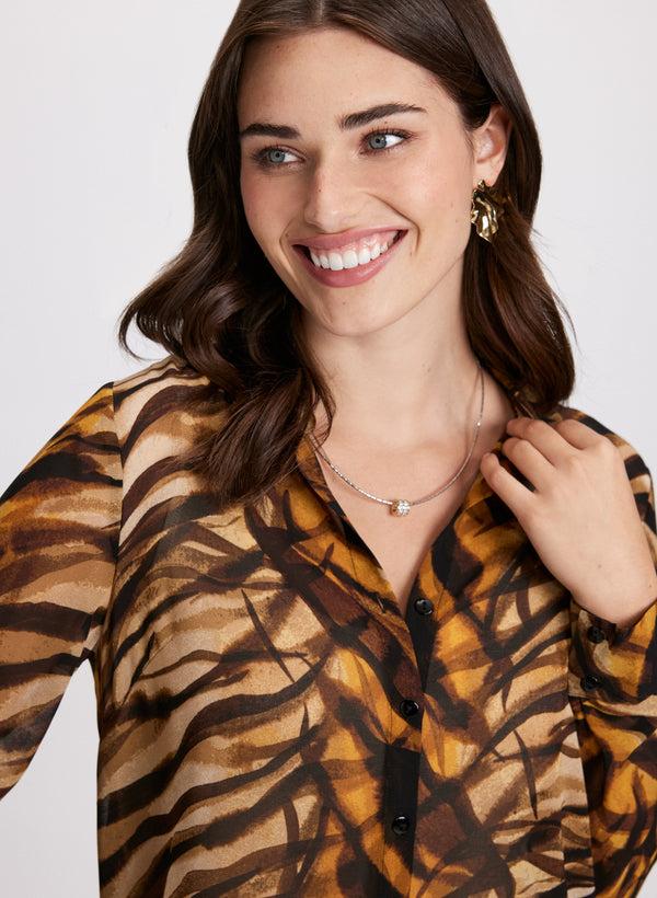 Laura Animal Print Button Down Blouse