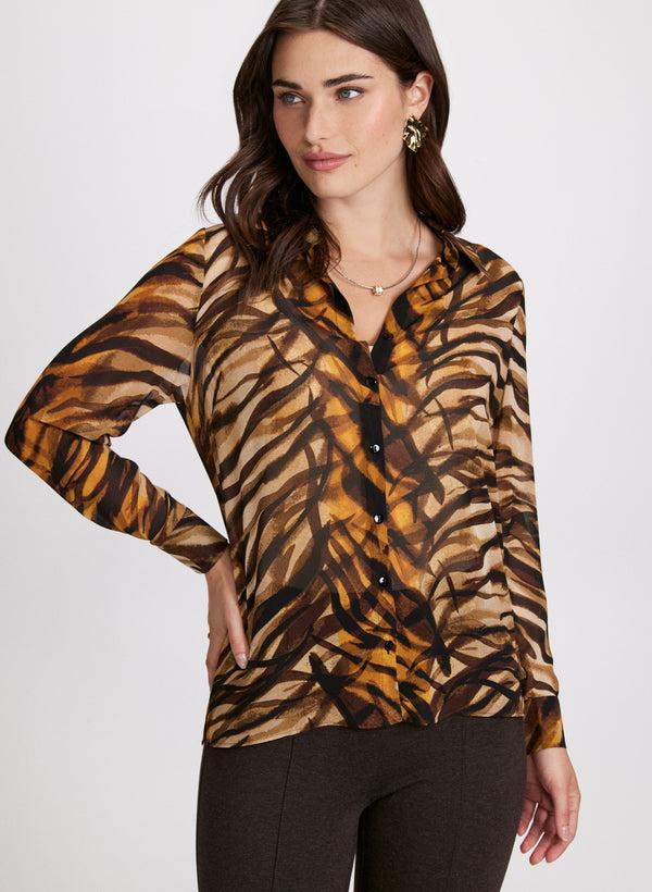 Laura Animal Print Button Down Blouse