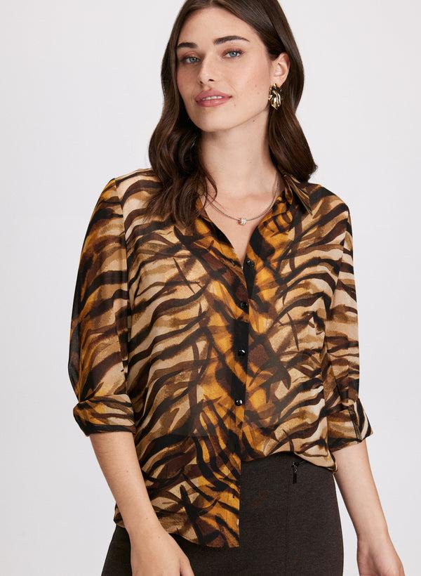 laura Animal Print Button Down Blouse