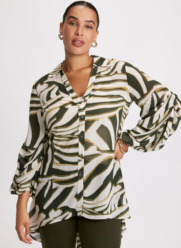 Laura Animal Print Button-Up Tunic