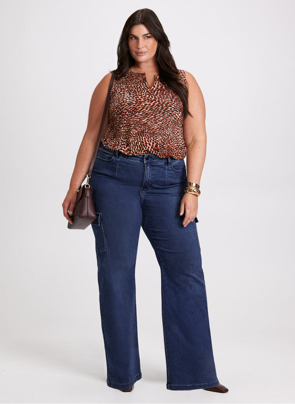 laura Animal Print Top & Cargo Jeans