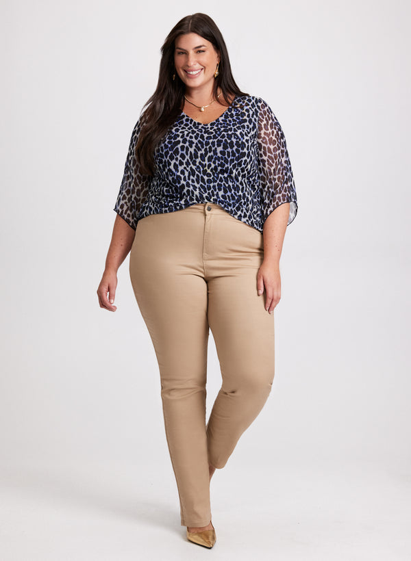 laura Animal Print Top & Slim Leg Jeans