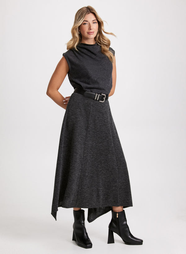 Laura Asymmetric Hem Midi Skirt