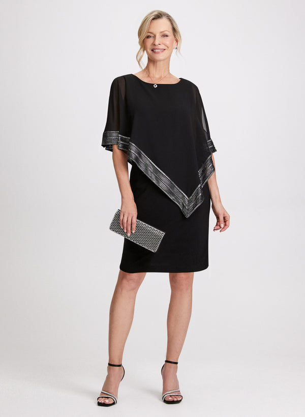 laura Asymmetrical Capelet Effect Short Dress