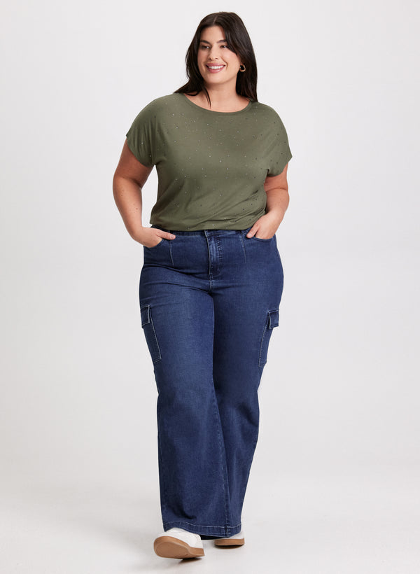 laura Bead Embellished T-Shirt & Cargo Jeans