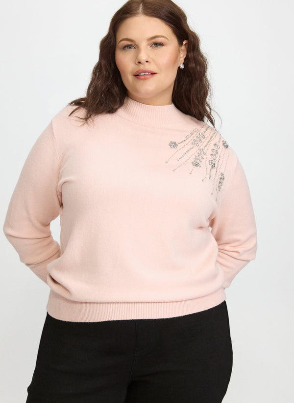 laura Beaded Crystal Embellished Sweater