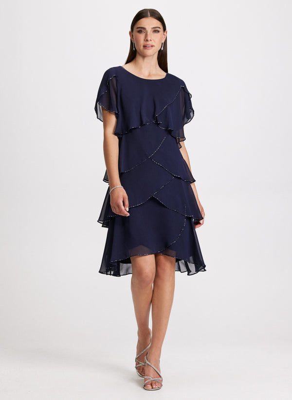 laura Beaded Detail Tiered Dress