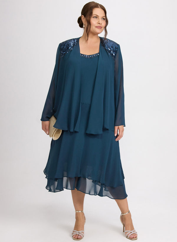 laura Beaded Dress & Jacket Set