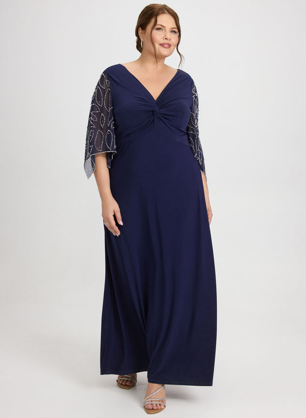 laura Beaded Flare Sleeve Dress