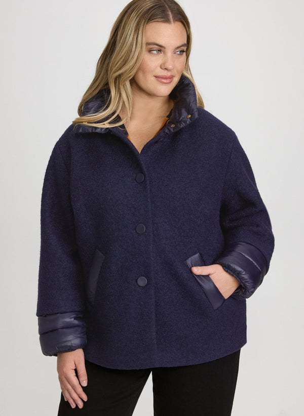 laura Boiled Wool-Blend Coat