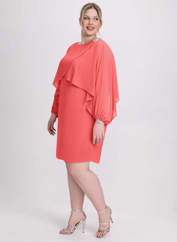 Laura Brooch Embellished Capelet Dress