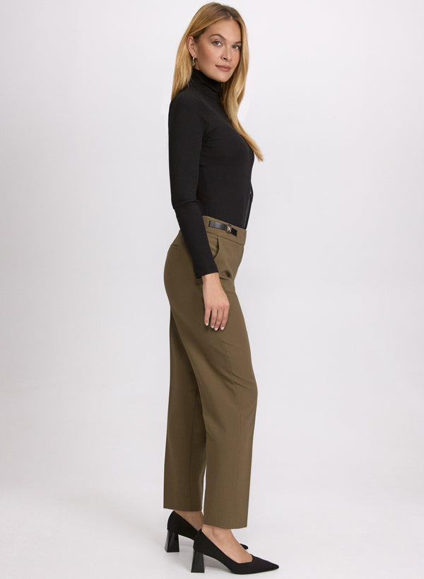 Laura Buckle Detail Straight-Leg Pants