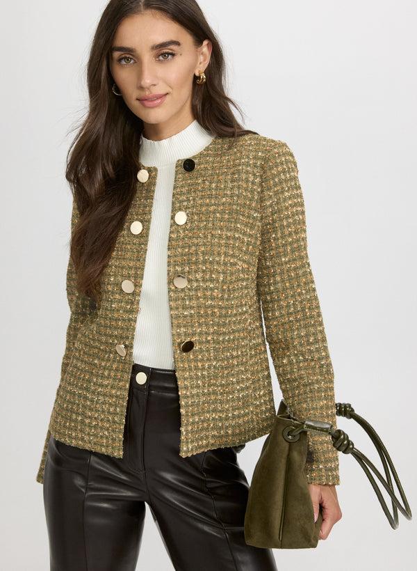laura Button Detail Bouclé Jacket
