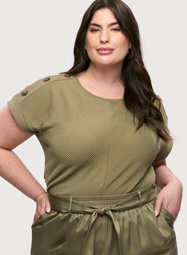laura Button Detail Cap-Sleeve Top