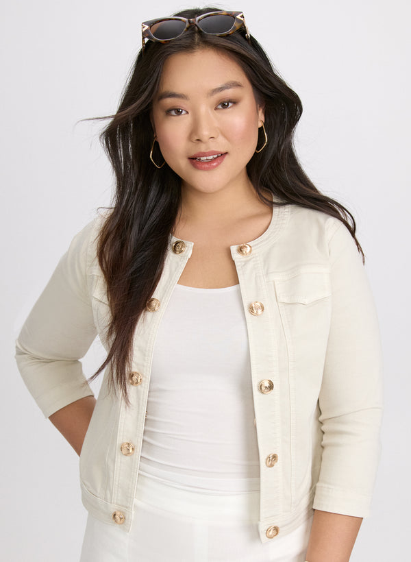 laura Button Detail Denim Jacket