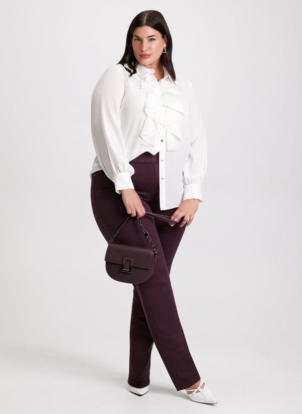 laura Button-Down Blouse & Straight Leg Jeans