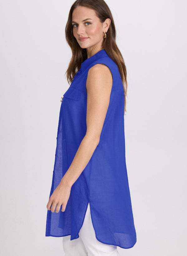 Laura Button-Down Cotton Voile Blouse