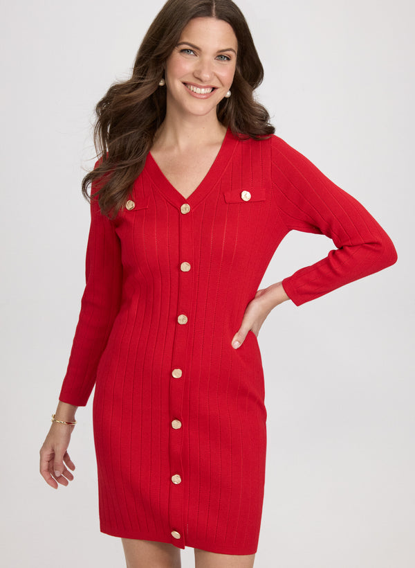 Laura Button-Down Sweater Dress