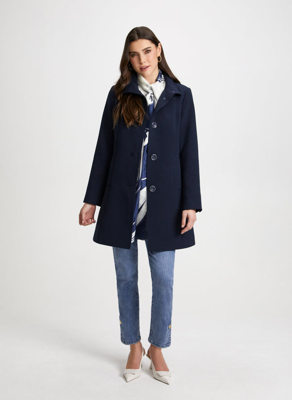 Laura Button Front Tricotine Trench Coat