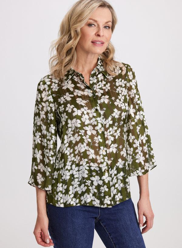laura Button-Up Floral Blouse