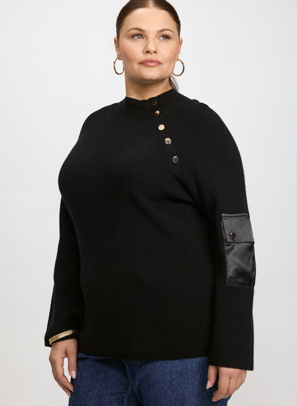 Laura Buttoned Mock Neck Sweater