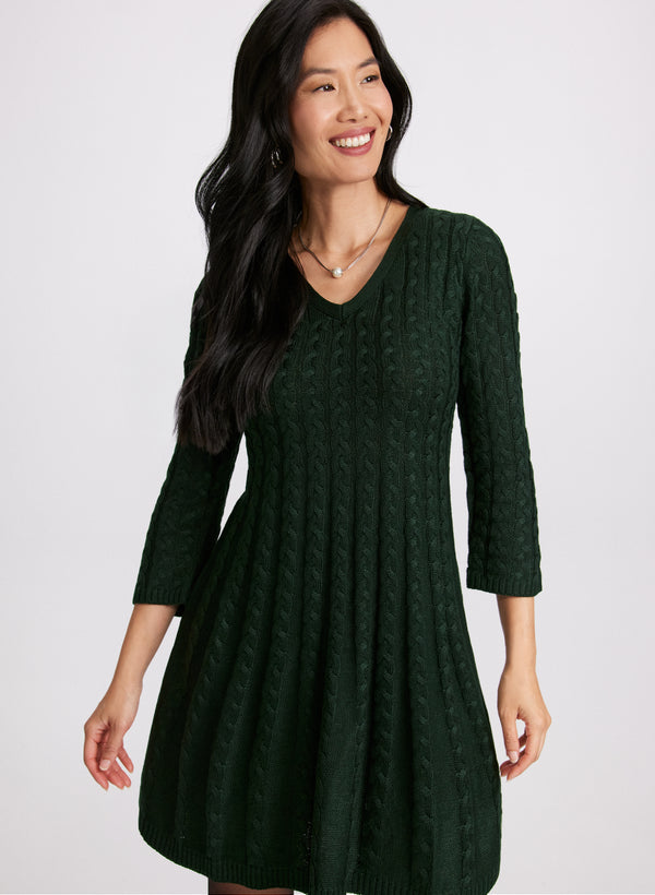 laura Cable Knit Sweater Dress