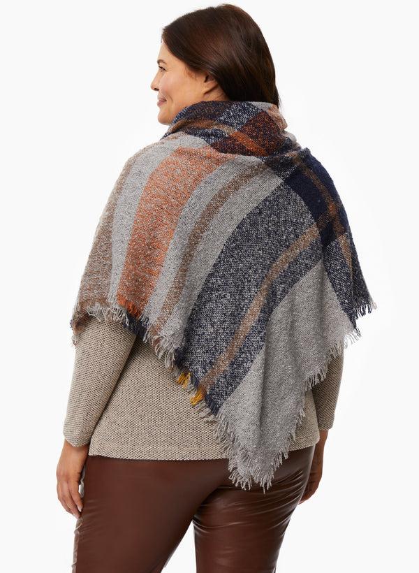 Laura Checkered Print Poncho