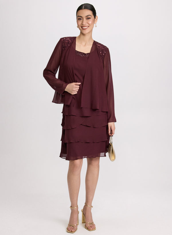 laura Chiffon Dress & Jacket Set