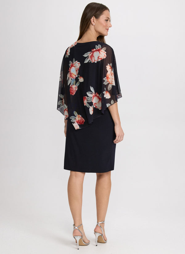 Laura Chiffon Floral Pocho & Jersey Dress