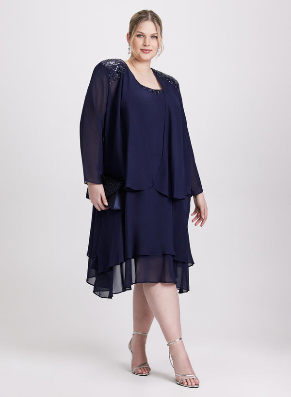 laura Chiffon Midi Dress & Jacket Set