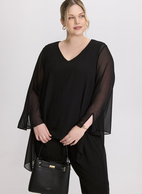 laura Chiffon Poncho Blouse