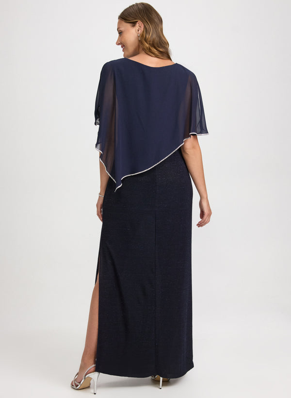 Laura Chiffon Poncho & Metallic Knit Dress