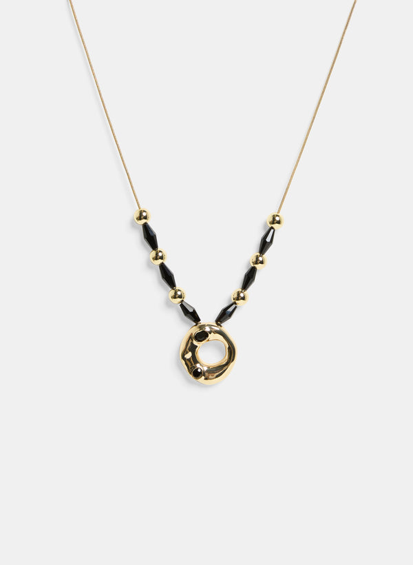 laura Circular Pendant Beaded Necklace