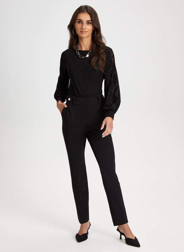 Laura City Fit Button Detail Pants