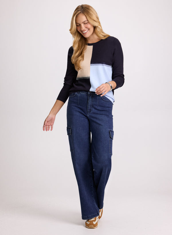 Laura Colour Block Crew Neck Sweater