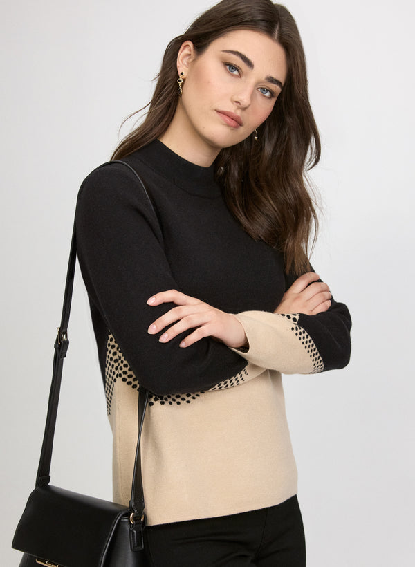 Laura Colour Block Mock Neck Sweater