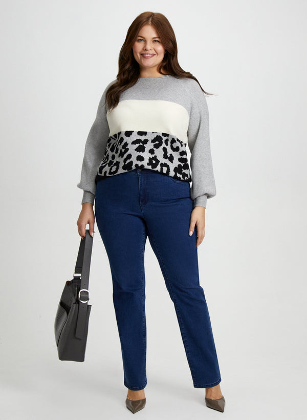 laura Colour Block Sweater & Bootcut Jeans
