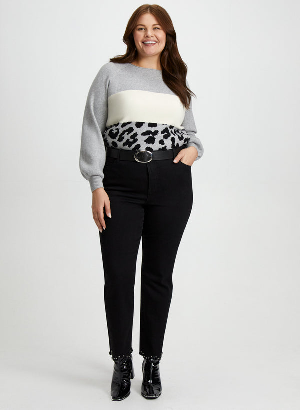 laura Colour Block Sweater & Pearl Detail Jeans