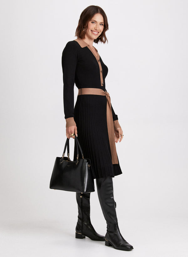 Laura Colour Block Tie Waist Dress