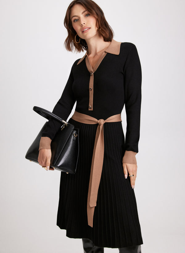 laura Colour Block Tie Waist Dress