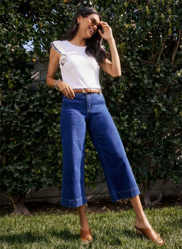 Laura Contrast Flutter Sleeve T-Shirt