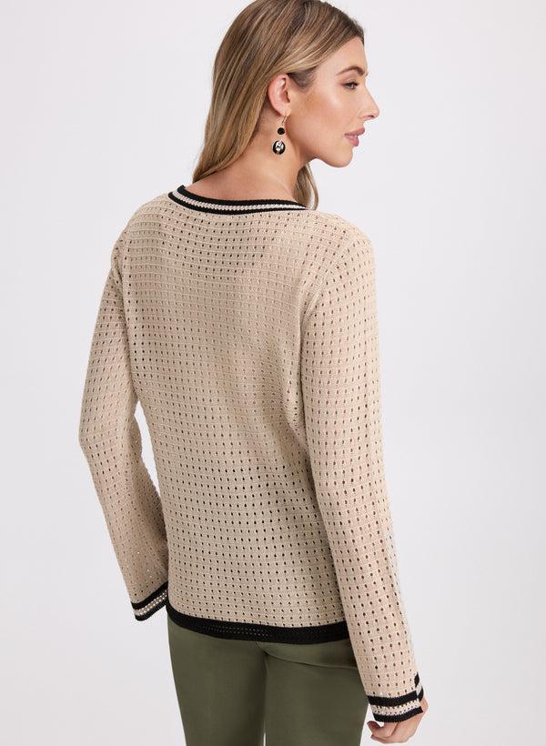 Laura Contrast Open Knit Sweater