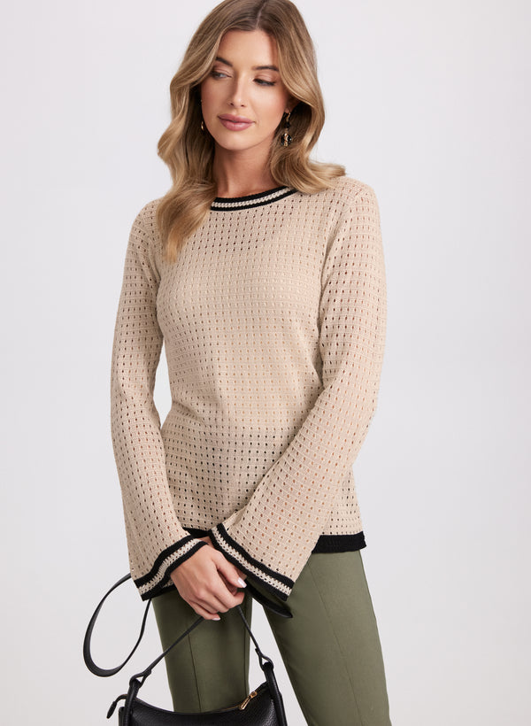 laura Contrast Open Knit Sweater