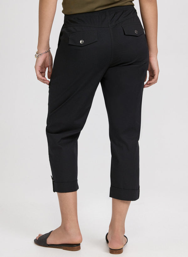 Laura Cotton Drawstring Waist Cargo Capris