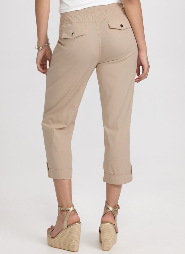 Laura Cotton Drawstring Waist Cargo Capris