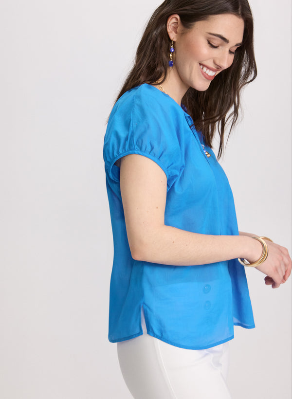 Laura Cotton Puff Sleeve Blouse