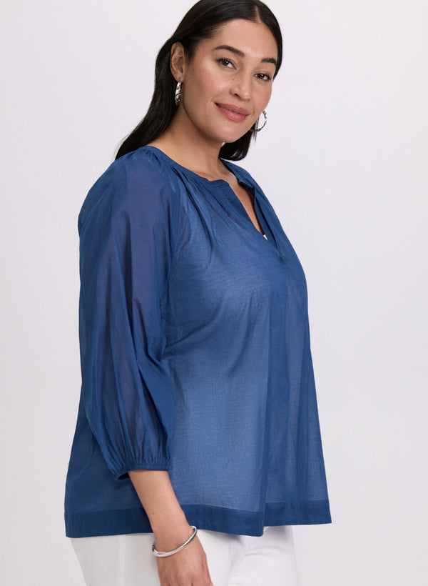 Laura Cotton Split Neck Blouse