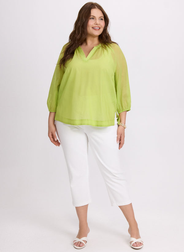 Laura Cotton Split Neck Blouse
