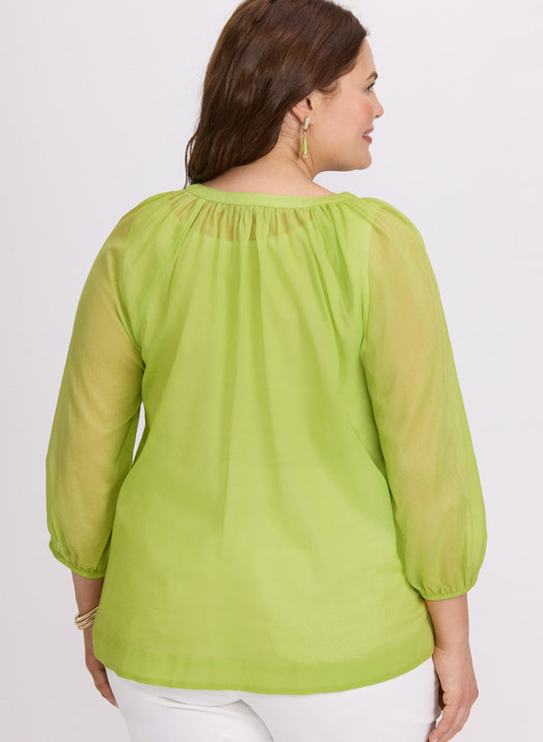 Laura Cotton Split Neck Blouse