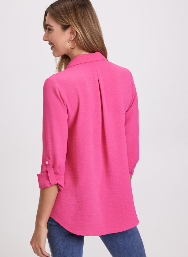 Laura Crepe Button-Down Blouse